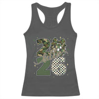 Camo Happy New Year Party 2026 Racerback Tank Top Camouflage Disco Ball - Wonder Print Shop