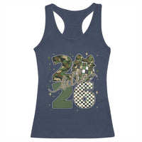 Camo Happy New Year Party 2026 Racerback Tank Top Camouflage Disco Ball - Wonder Print Shop