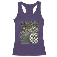 Camo Happy New Year Party 2026 Racerback Tank Top Camouflage Disco Ball - Wonder Print Shop