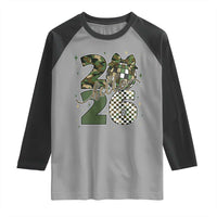 Camo Happy New Year Party 2026 Raglan Shirt Camouflage Disco Ball - Wonder Print Shop