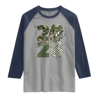 Camo Happy New Year Party 2026 Raglan Shirt Camouflage Disco Ball - Wonder Print Shop