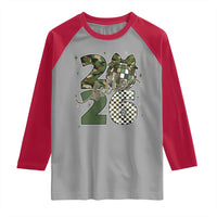 Camo Happy New Year Party 2026 Raglan Shirt Camouflage Disco Ball - Wonder Print Shop