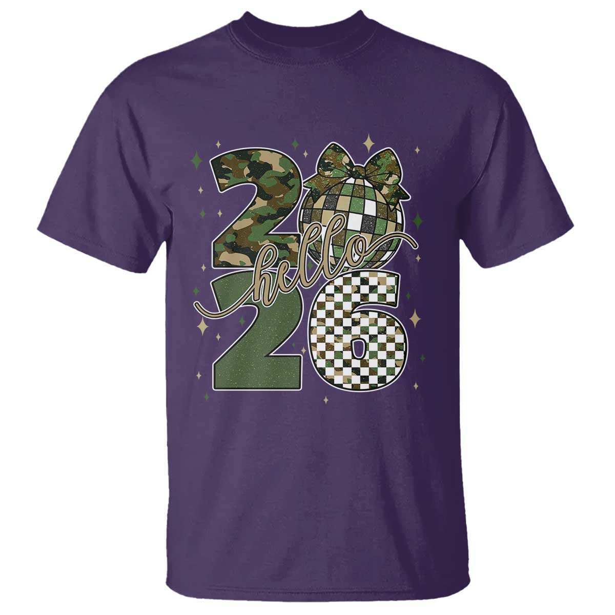Camo Happy New Year Party 2026 T Shirt Camouflage Disco Ball - Wonder Print Shop