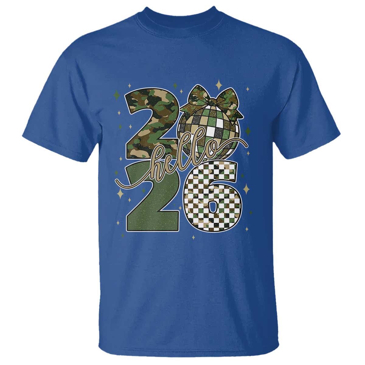 Camo Happy New Year Party 2026 T Shirt Camouflage Disco Ball - Wonder Print Shop