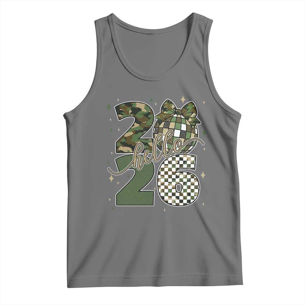 Camo Happy New Year Party 2026 Tank Top Camouflage Disco Ball - Wonder Print Shop