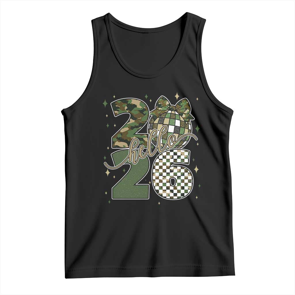 Camo Happy New Year Party 2026 Tank Top Camouflage Disco Ball - Wonder Print Shop