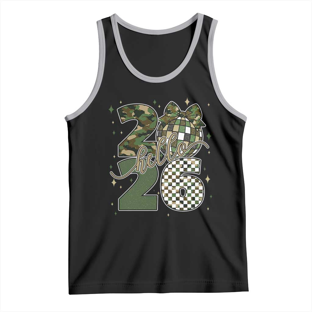 Camo Happy New Year Party 2026 Tank Top Camouflage Disco Ball - Wonder Print Shop