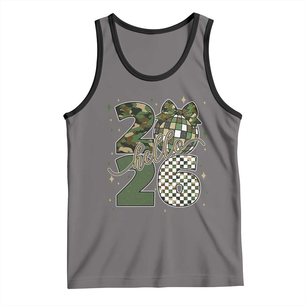 Camo Happy New Year Party 2026 Tank Top Camouflage Disco Ball - Wonder Print Shop