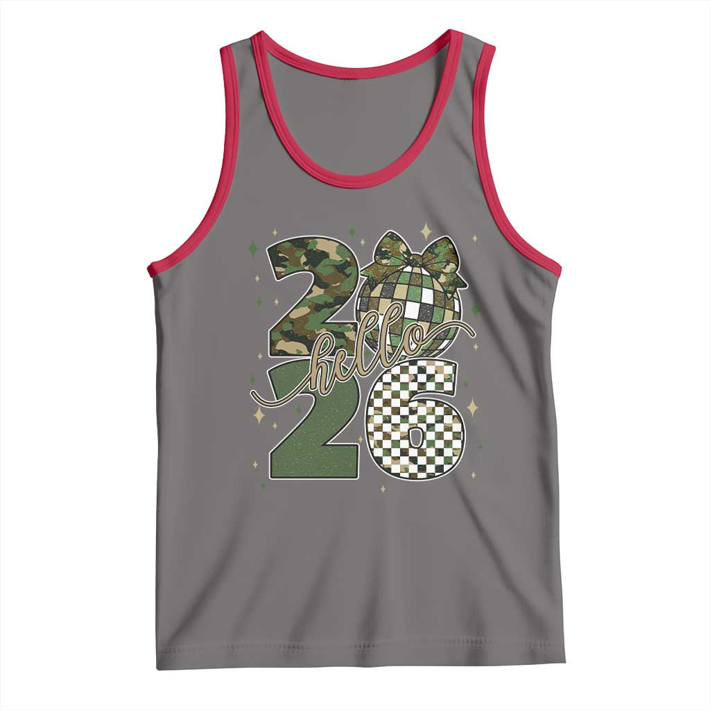 Camo Happy New Year Party 2026 Tank Top Camouflage Disco Ball - Wonder Print Shop