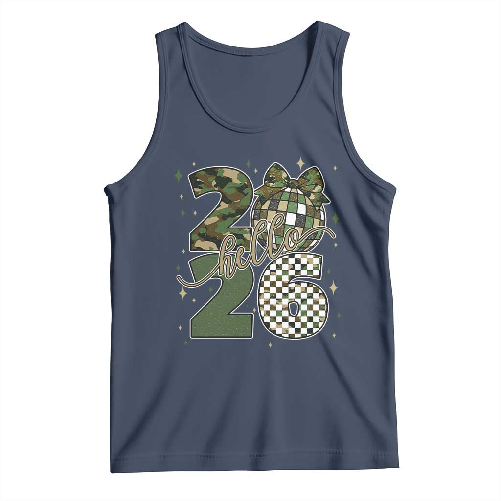 Camo Happy New Year Party 2026 Tank Top Camouflage Disco Ball - Wonder Print Shop