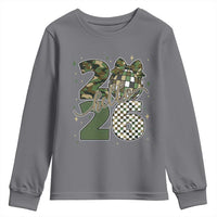 Camo Happy New Year Party 2026 Youth Sweatshirt Camouflage Disco Ball - Wonder Print Shop
