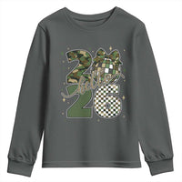 Camo Happy New Year Party 2026 Youth Sweatshirt Camouflage Disco Ball - Wonder Print Shop