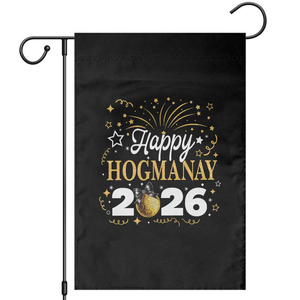 Scottish New Year 2026 Garden Flag Happy Hogmanay NYE Party Faux Glitter Effect Printed - Wonder Print Shop