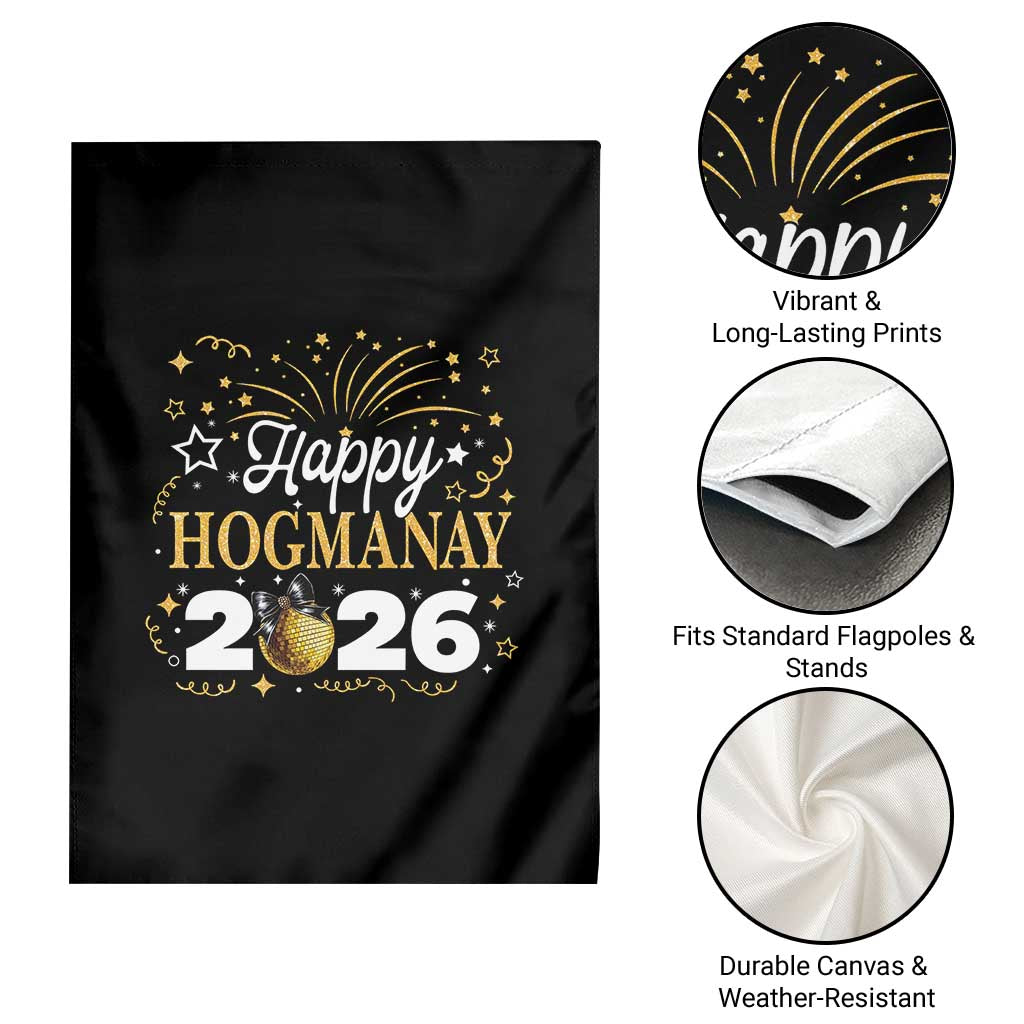 Scottish New Year 2026 Garden Flag Happy Hogmanay NYE Party Faux Glitter Effect Printed - Wonder Print Shop