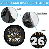 Scottish New Year 2026 Spare Tire Cover Happy Hogmanay NYE Party Faux Glitter Effect Printed - Wonder Print Shop