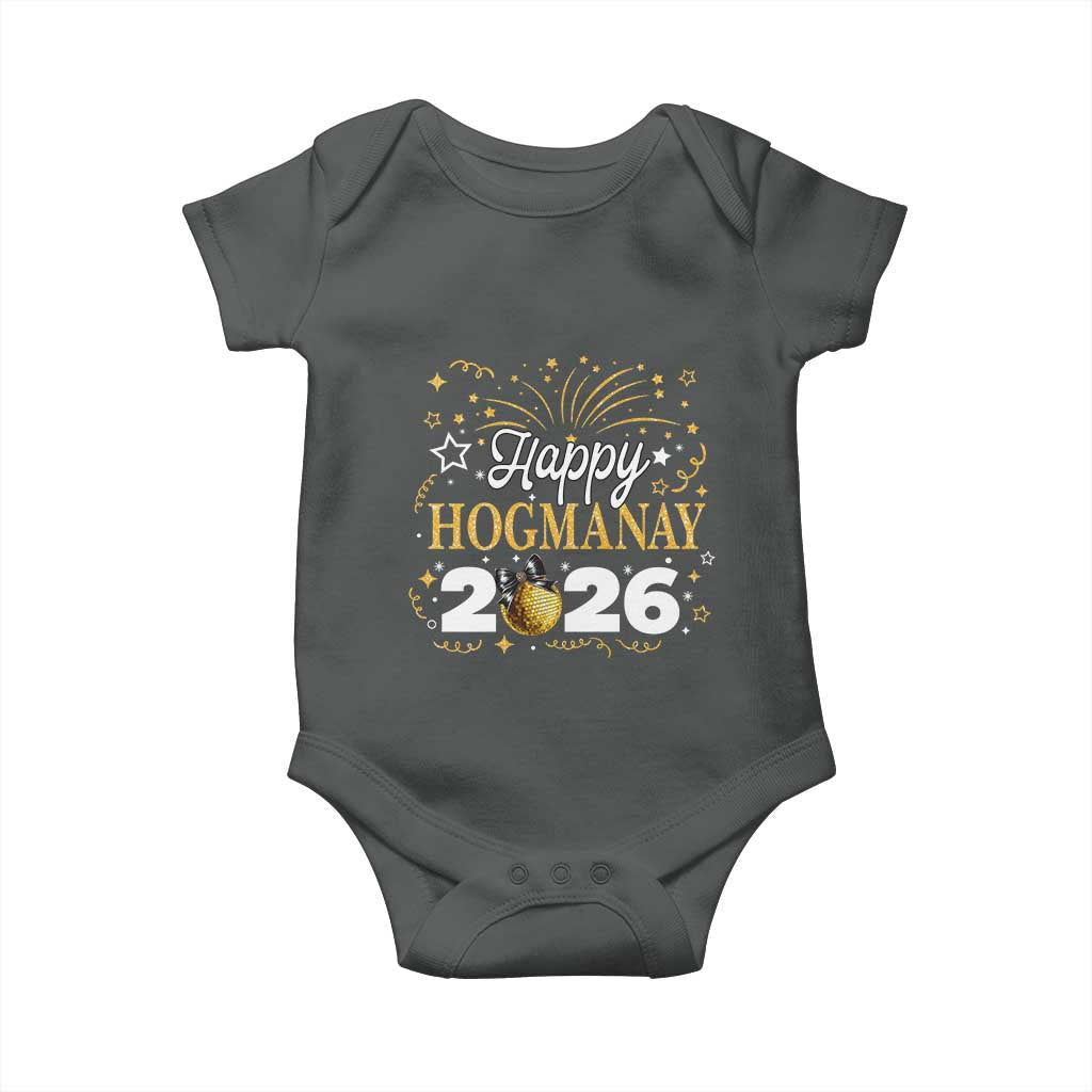 Scottish New Year 2026 Baby Onesie Happy Hogmanay NYE Party Faux Glitter Effect Printed - Wonder Print Shop