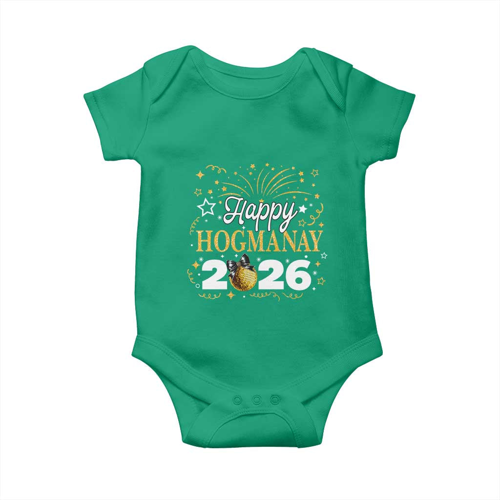Scottish New Year 2026 Baby Onesie Happy Hogmanay NYE Party Faux Glitter Effect Printed - Wonder Print Shop