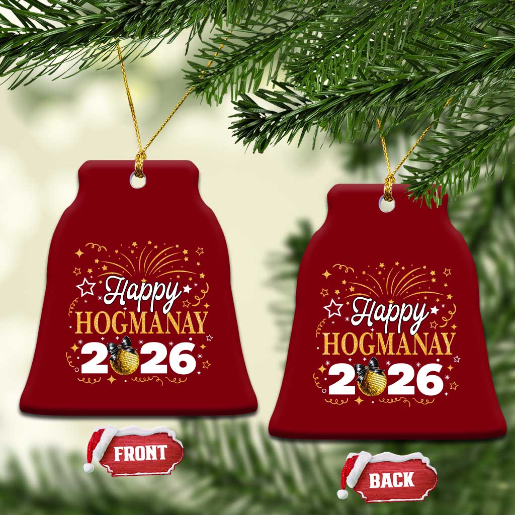 Scottish New Year 2026 Ceramic Ornament Happy Hogmanay NYE Party Faux Glitter Effect Printed - Wonder Print Shop
