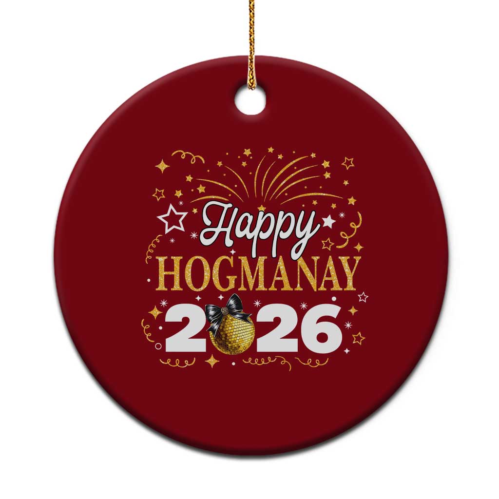 Scottish New Year 2026 Ceramic Ornament Happy Hogmanay NYE Party Faux Glitter Effect Printed - Wonder Print Shop