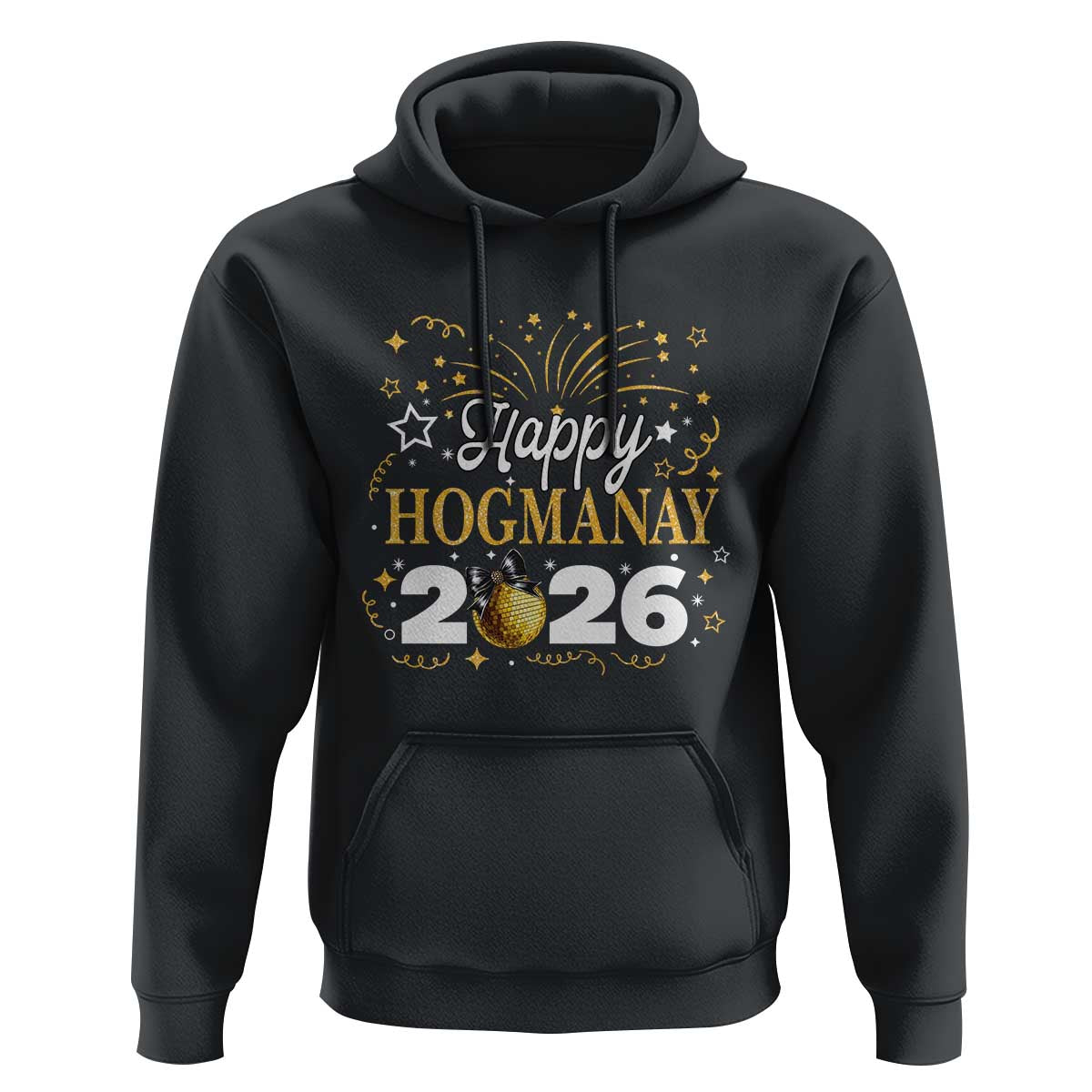 Scottish New Year 2026 Hoodie Happy Hogmanay NYE Party Faux Glitter Effect Printed - Wonder Print Shop