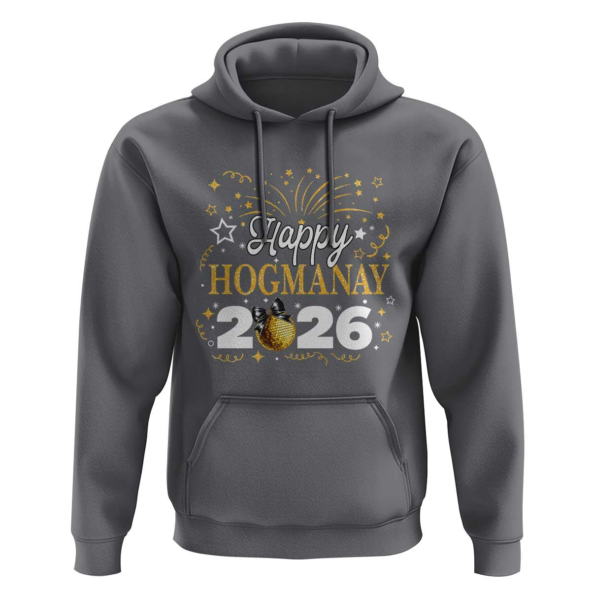 Scottish New Year 2026 Hoodie Happy Hogmanay NYE Party Faux Glitter Effect Printed - Wonder Print Shop
