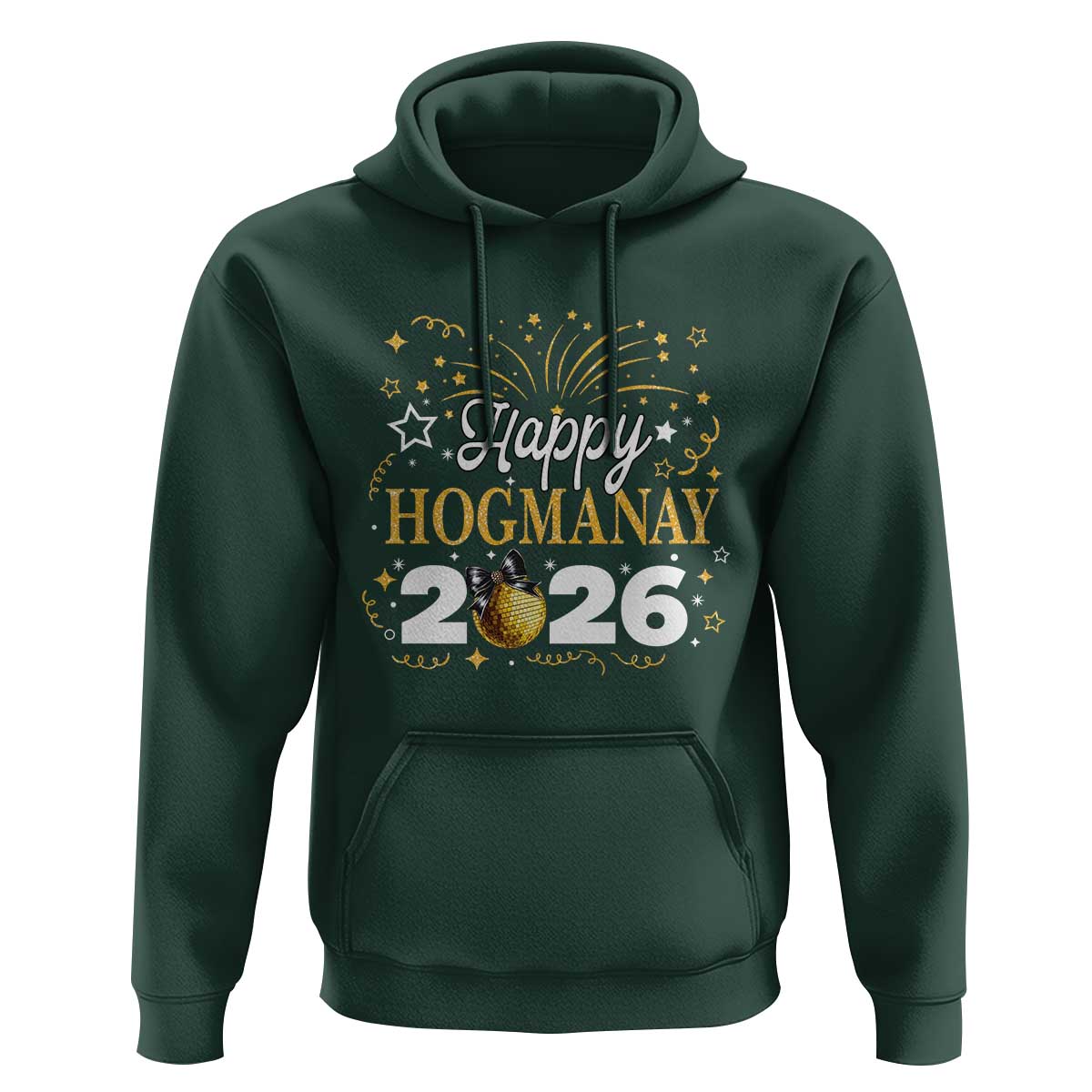 Scottish New Year 2026 Hoodie Happy Hogmanay NYE Party Faux Glitter Effect Printed - Wonder Print Shop