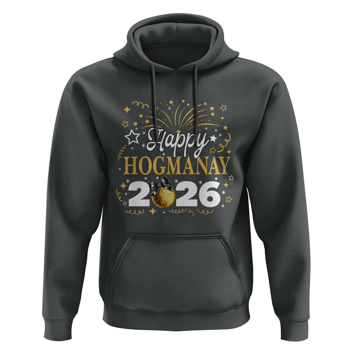 Scottish New Year 2026 Hoodie Happy Hogmanay NYE Party Faux Glitter Effect Printed - Wonder Print Shop