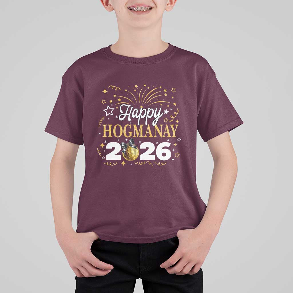 Scottish New Year 2026 T Shirt For Kid Happy Hogmanay NYE Party Faux Glitter Effect Printed - Wonder Print Shop