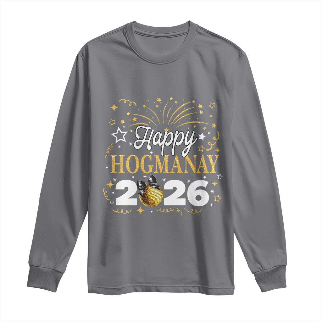 Scottish New Year 2026 Long Sleeve Shirt Happy Hogmanay NYE Party Faux Glitter Effect Printed - Wonder Print Shop