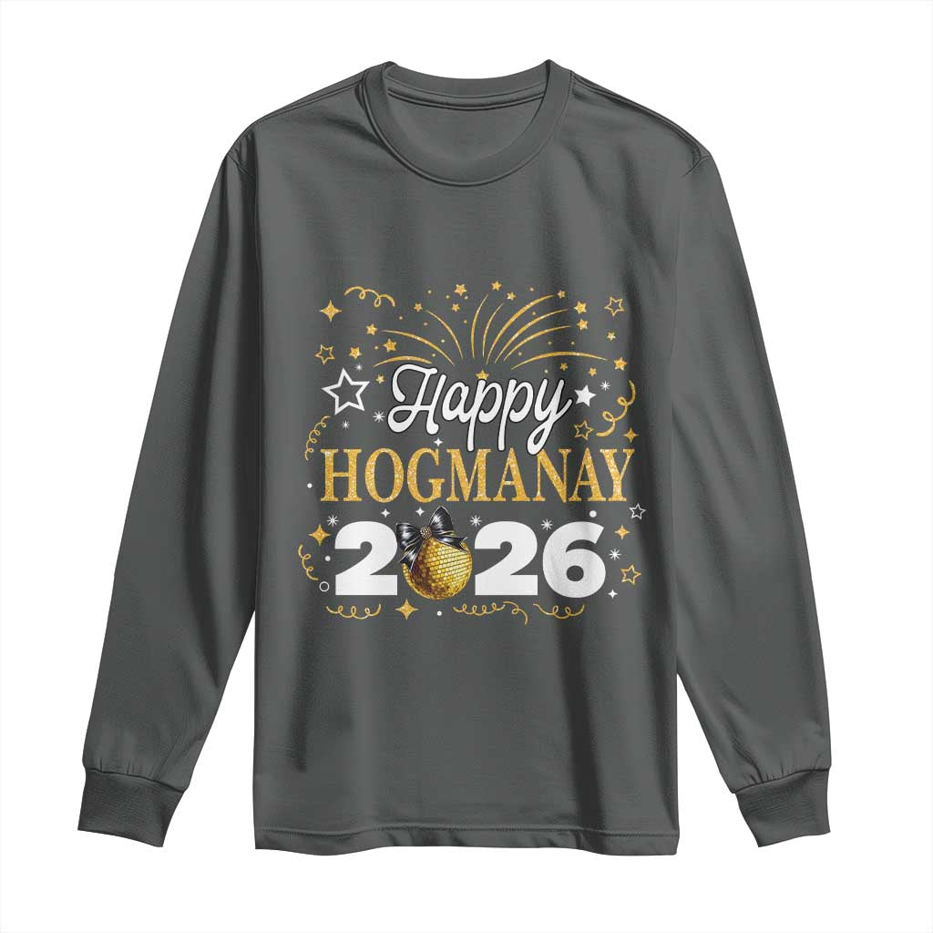 Scottish New Year 2026 Long Sleeve Shirt Happy Hogmanay NYE Party Faux Glitter Effect Printed - Wonder Print Shop