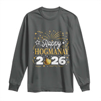Scottish New Year 2026 Long Sleeve Shirt Happy Hogmanay NYE Party Faux Glitter Effect Printed - Wonder Print Shop