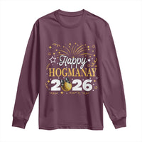 Scottish New Year 2026 Long Sleeve Shirt Happy Hogmanay NYE Party Faux Glitter Effect Printed - Wonder Print Shop