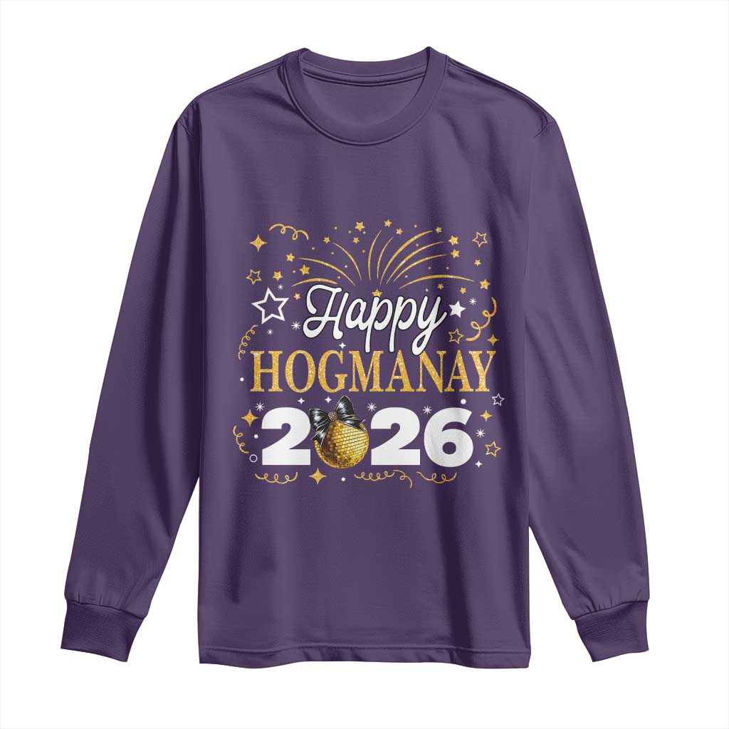 Scottish New Year 2026 Long Sleeve Shirt Happy Hogmanay NYE Party Faux Glitter Effect Printed - Wonder Print Shop