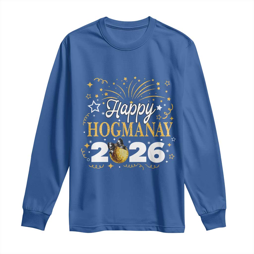 Scottish New Year 2026 Long Sleeve Shirt Happy Hogmanay NYE Party Faux Glitter Effect Printed - Wonder Print Shop
