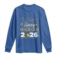 Scottish New Year 2026 Long Sleeve Shirt Happy Hogmanay NYE Party Faux Glitter Effect Printed - Wonder Print Shop