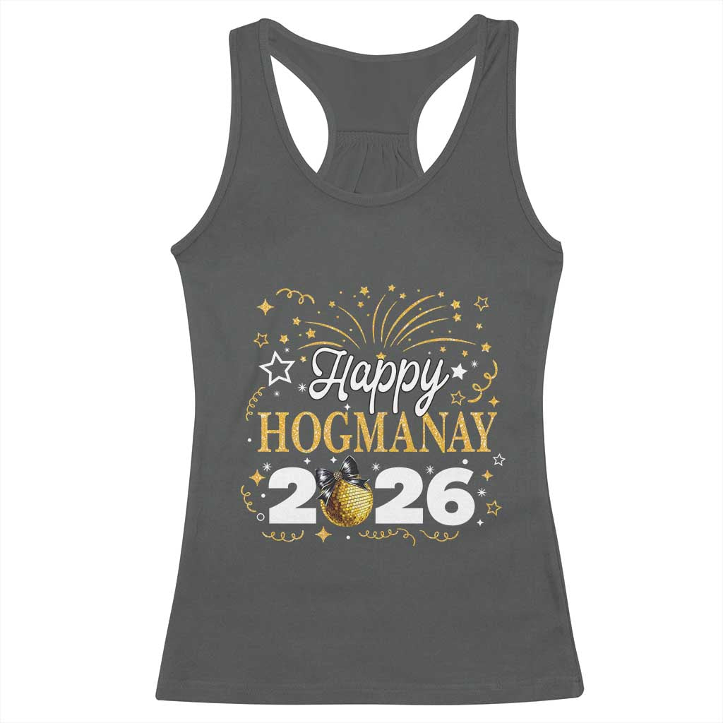 Scottish New Year 2026 Racerback Tank Top Happy Hogmanay NYE Party Faux Glitter Effect Printed - Wonder Print Shop