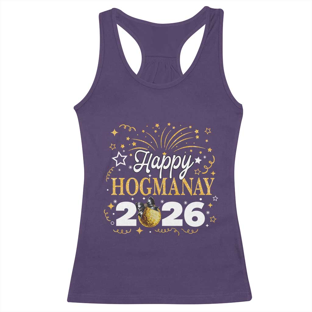 Scottish New Year 2026 Racerback Tank Top Happy Hogmanay NYE Party Faux Glitter Effect Printed - Wonder Print Shop