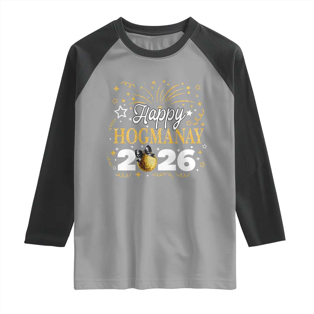 Scottish New Year 2026 Raglan Shirt Happy Hogmanay NYE Party Faux Glitter Effect Printed - Wonder Print Shop