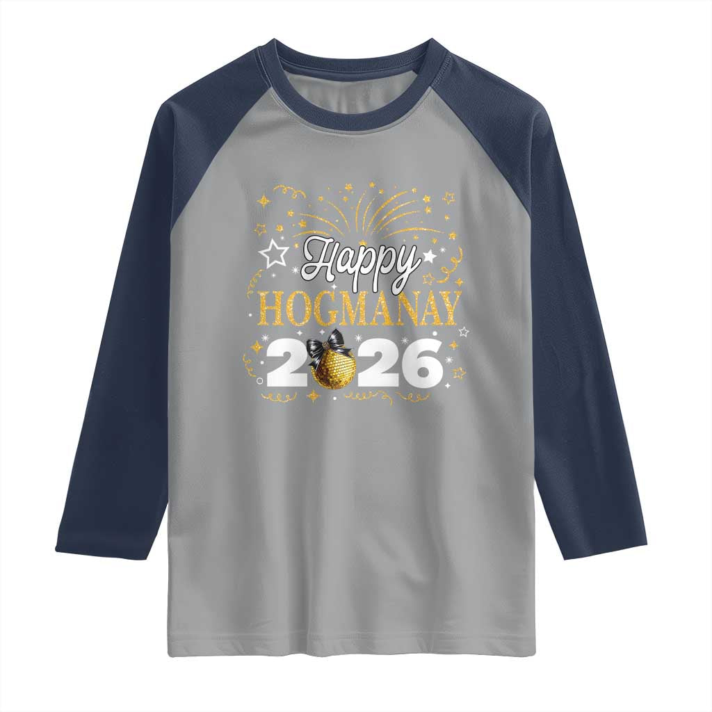 Scottish New Year 2026 Raglan Shirt Happy Hogmanay NYE Party Faux Glitter Effect Printed - Wonder Print Shop