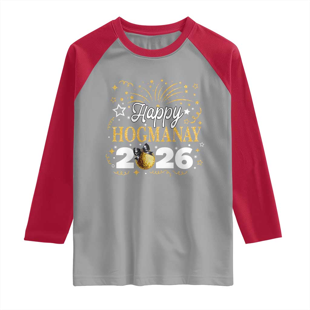 Scottish New Year 2026 Raglan Shirt Happy Hogmanay NYE Party Faux Glitter Effect Printed - Wonder Print Shop
