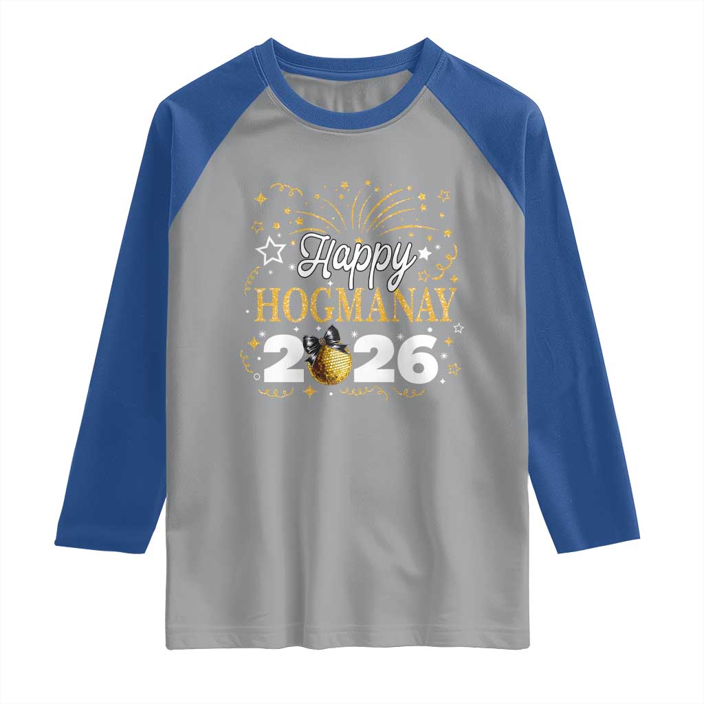 Scottish New Year 2026 Raglan Shirt Happy Hogmanay NYE Party Faux Glitter Effect Printed - Wonder Print Shop