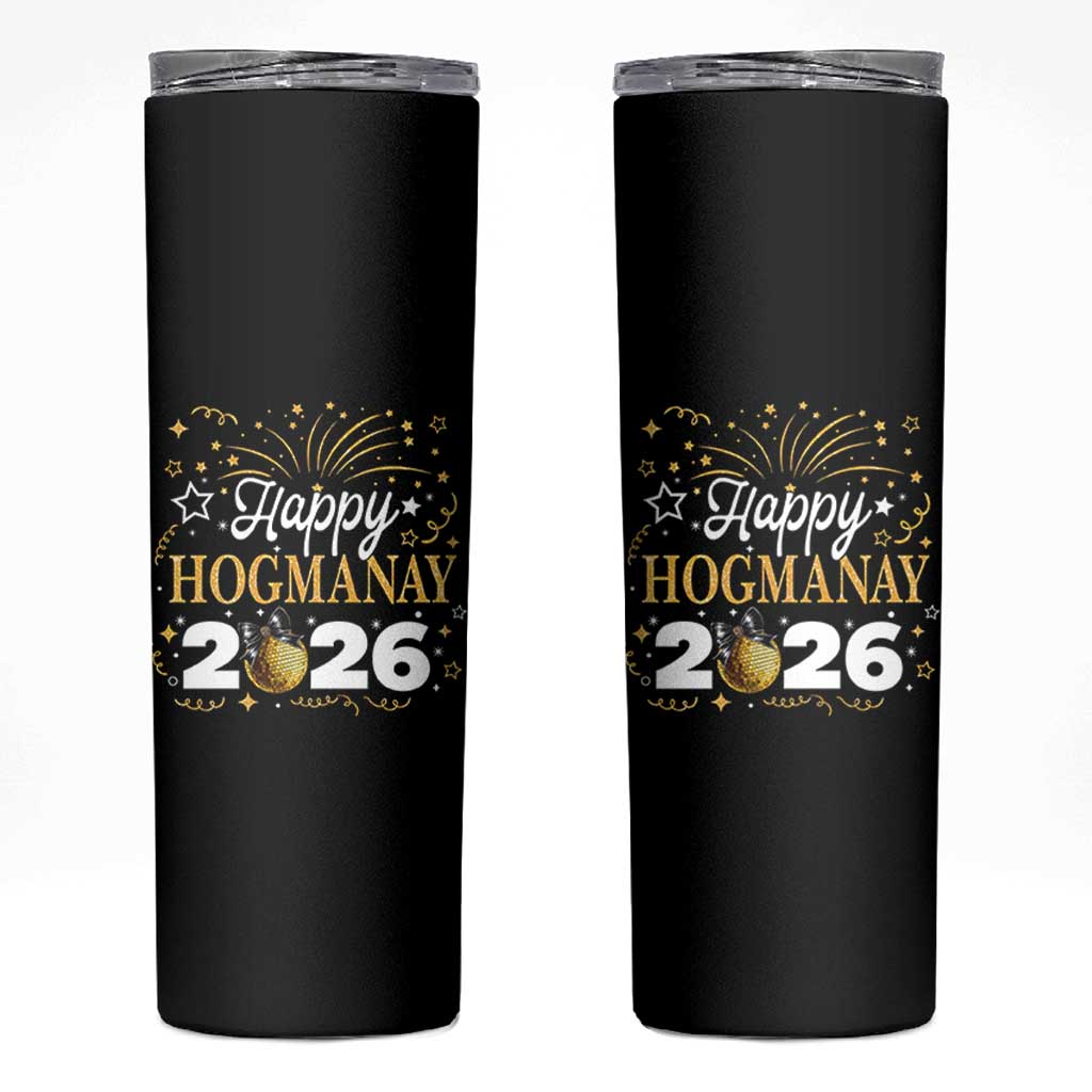 Scottish New Year 2026 Skinny Tumbler Happy Hogmanay NYE Party Faux Glitter Effect Printed - Wonder Print Shop