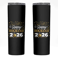 Scottish New Year 2026 Skinny Tumbler Happy Hogmanay NYE Party Faux Glitter Effect Printed - Wonder Print Shop