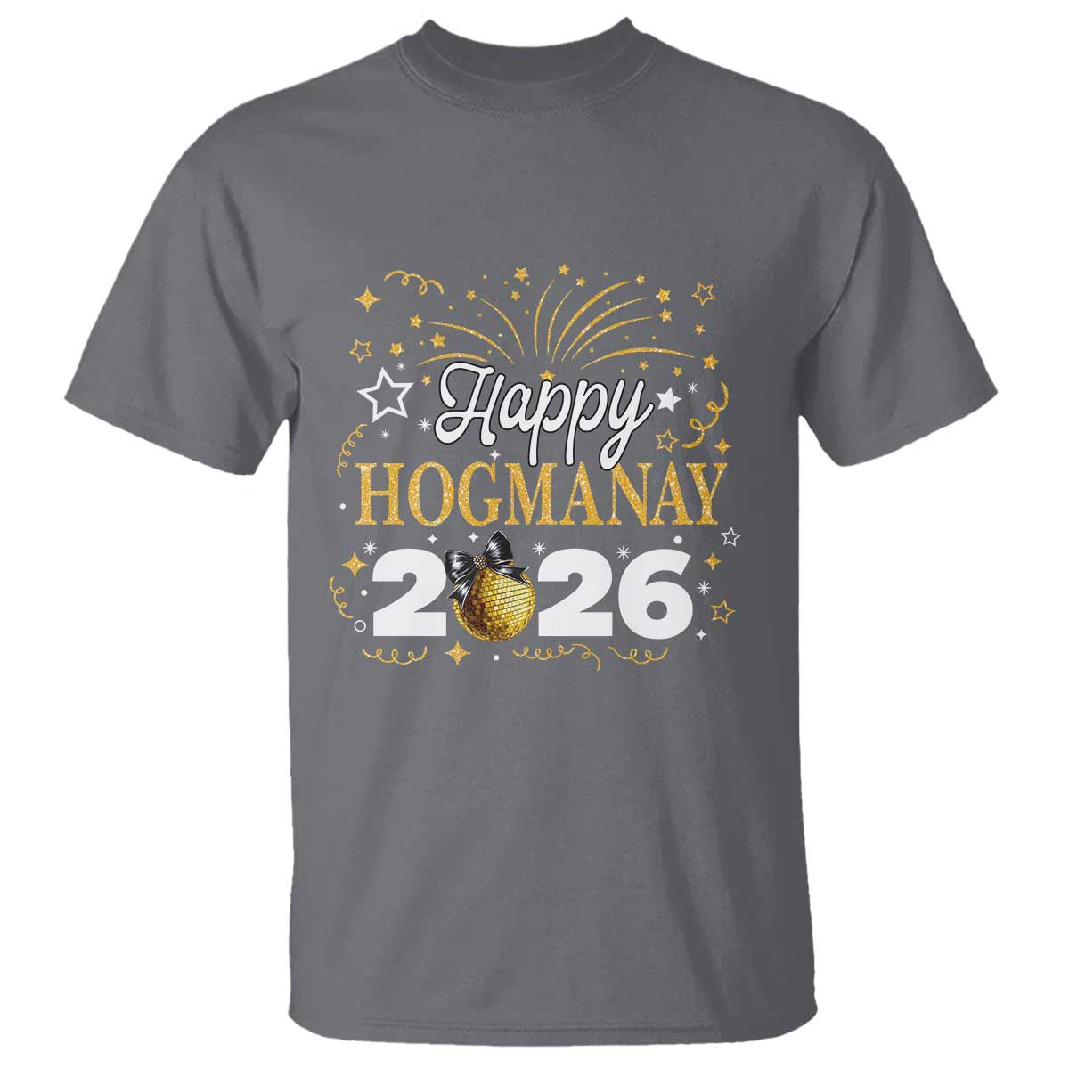 Scottish New Year 2026 T Shirt Happy Hogmanay NYE Party Faux Glitter Effect Printed - Wonder Print Shop