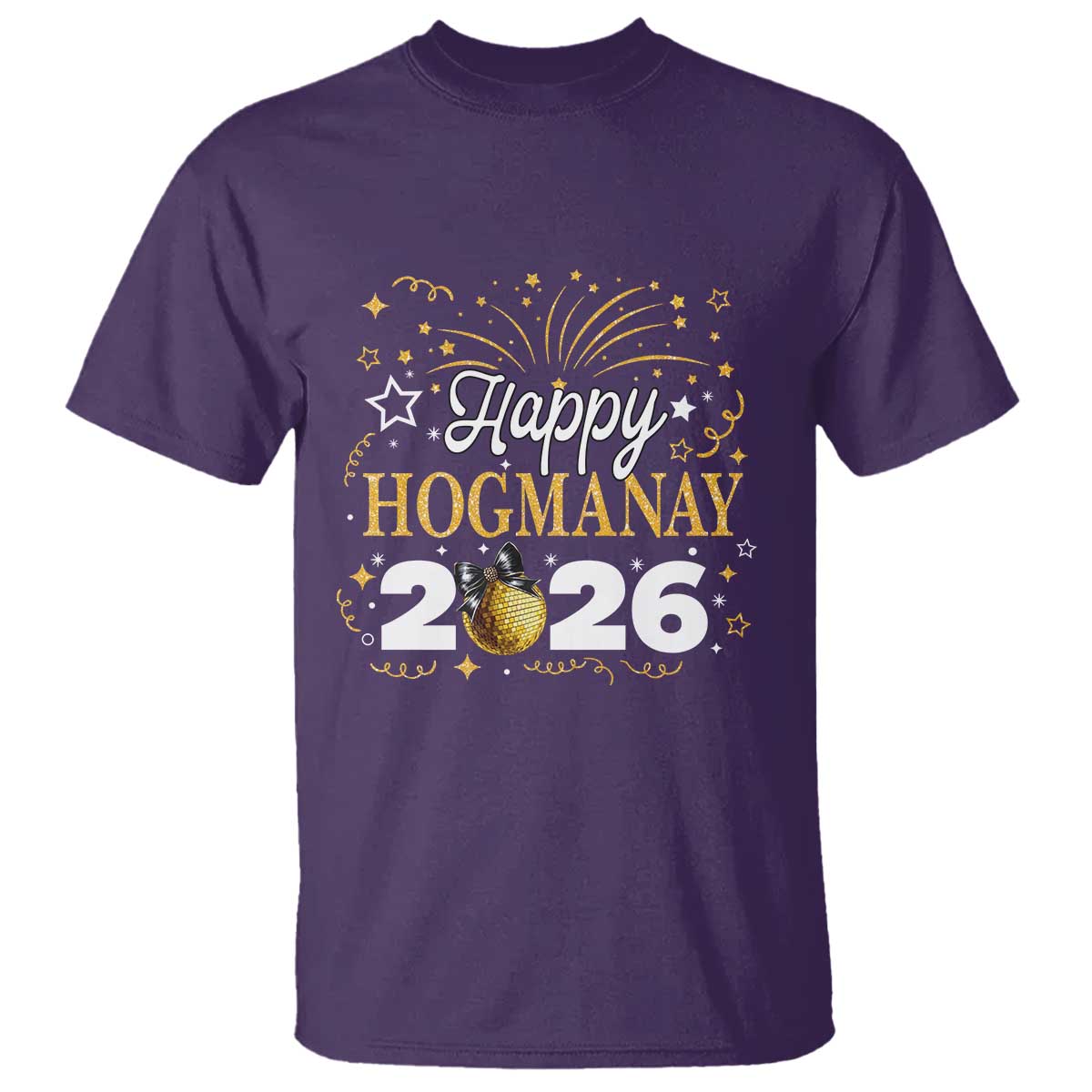 Scottish New Year 2026 T Shirt Happy Hogmanay NYE Party Faux Glitter Effect Printed - Wonder Print Shop