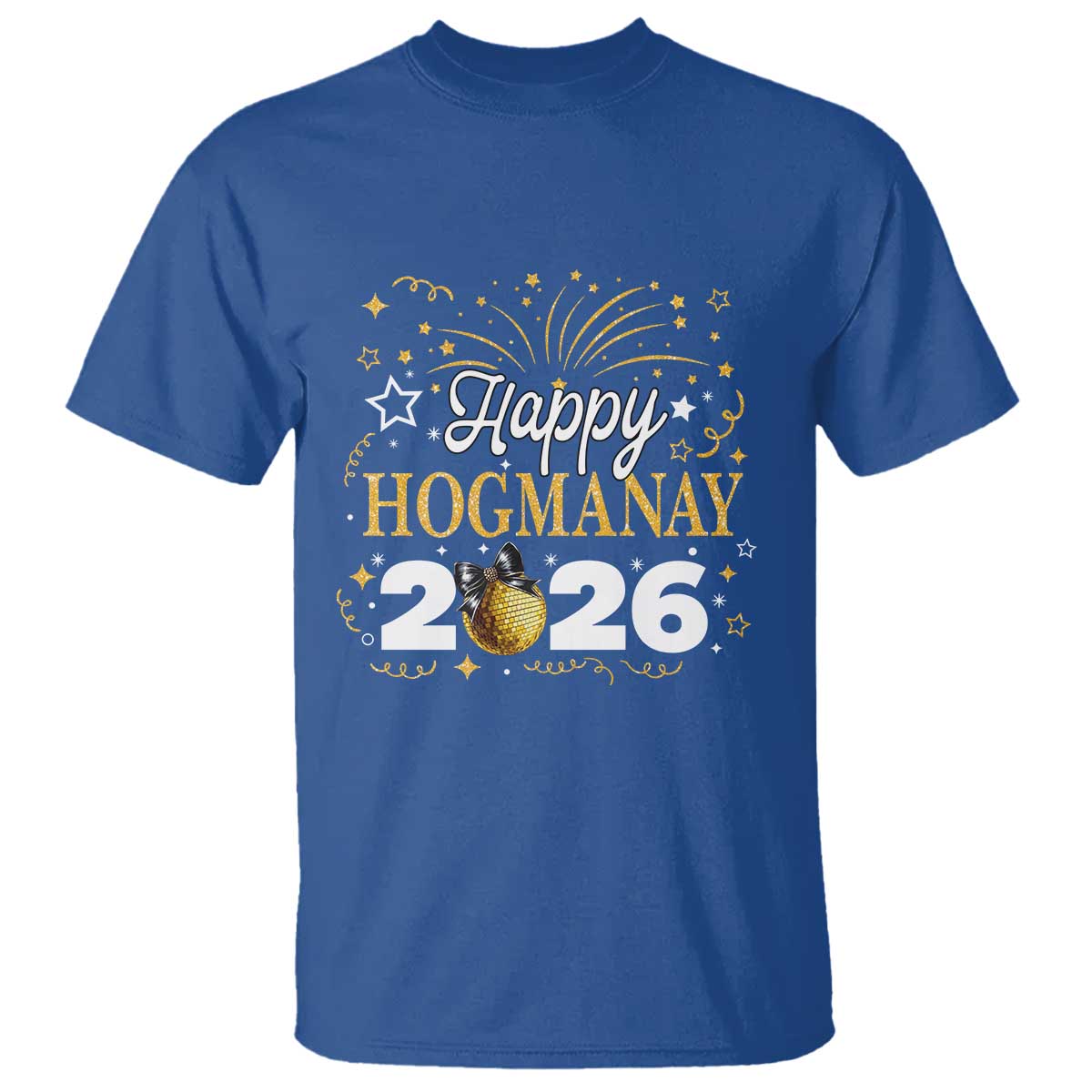 Scottish New Year 2026 T Shirt Happy Hogmanay NYE Party Faux Glitter Effect Printed - Wonder Print Shop