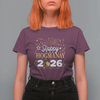 Scottish New Year 2026 T Shirt For Women Happy Hogmanay NYE Party Faux Glitter Effect Printed - Wonder Print Shop
