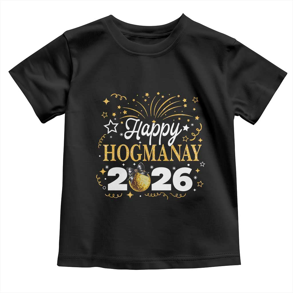 Scottish New Year 2026 Toddler T Shirt Happy Hogmanay NYE Party Faux Glitter Effect Printed - Wonder Print Shop