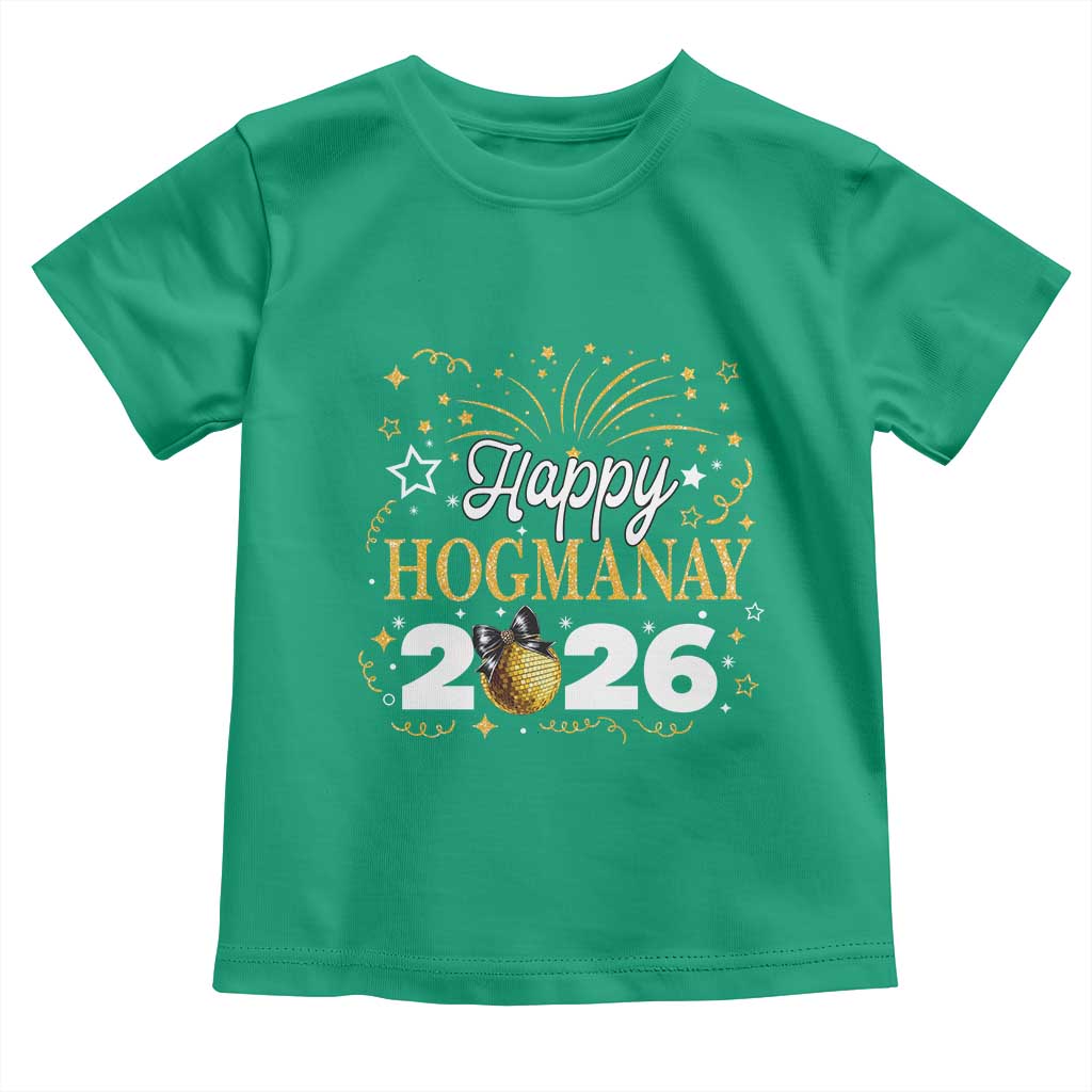 Scottish New Year 2026 Toddler T Shirt Happy Hogmanay NYE Party Faux Glitter Effect Printed - Wonder Print Shop