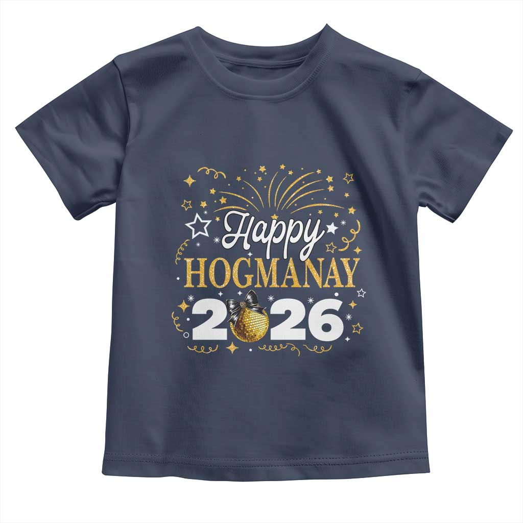 Scottish New Year 2026 Toddler T Shirt Happy Hogmanay NYE Party Faux Glitter Effect Printed - Wonder Print Shop